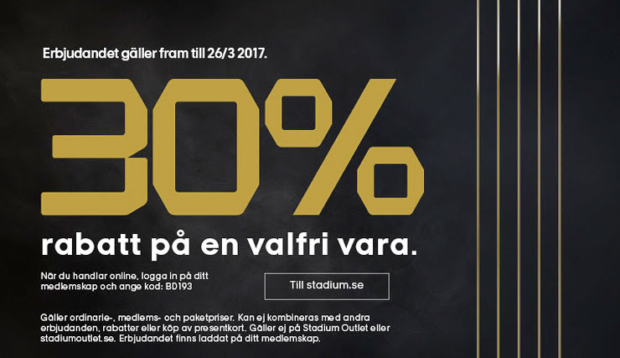 stadium 30% rabatt