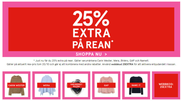 åhléns extra rabatt på rean