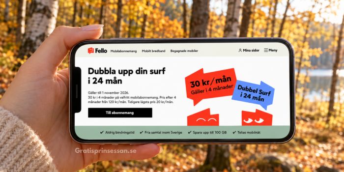 Fello: 30 kr/mån i 4 månader och dubbel surf i 24 månader