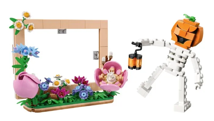 LEGO Blommig fotoram och Roligt halloweenskelett, gåvor med köp