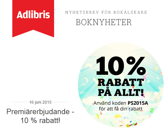 10% rabatt på allt hos Adlibris - Gratisprinsessan