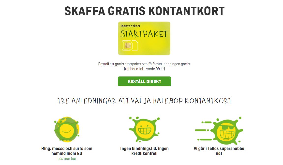 gratis kontantkort