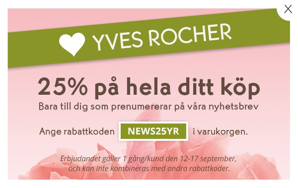 yves rocher 25% rabatt på allt