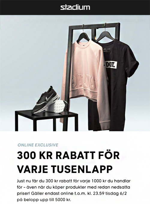 Stadium 300 kr rabatt för varje tusenlapp! Gratisprinsessan