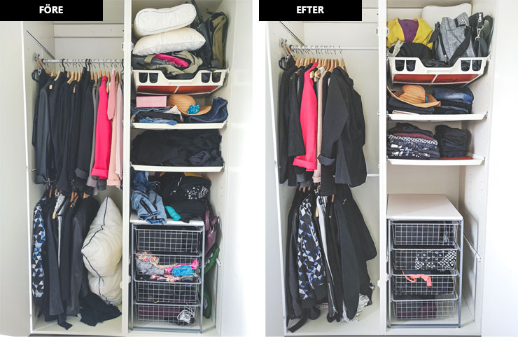 vecka 7 - rensa garderoben - före och efter