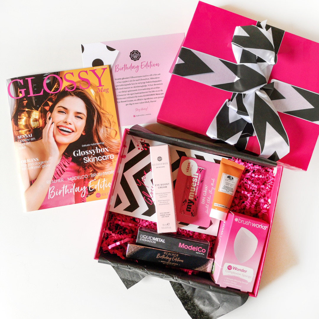 unboxing glossybox augusti 2020 - birthday edition