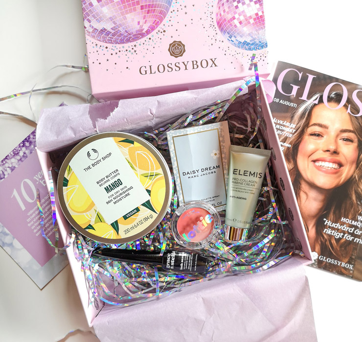 glossybox augusti 2021 - 10 years of beauty